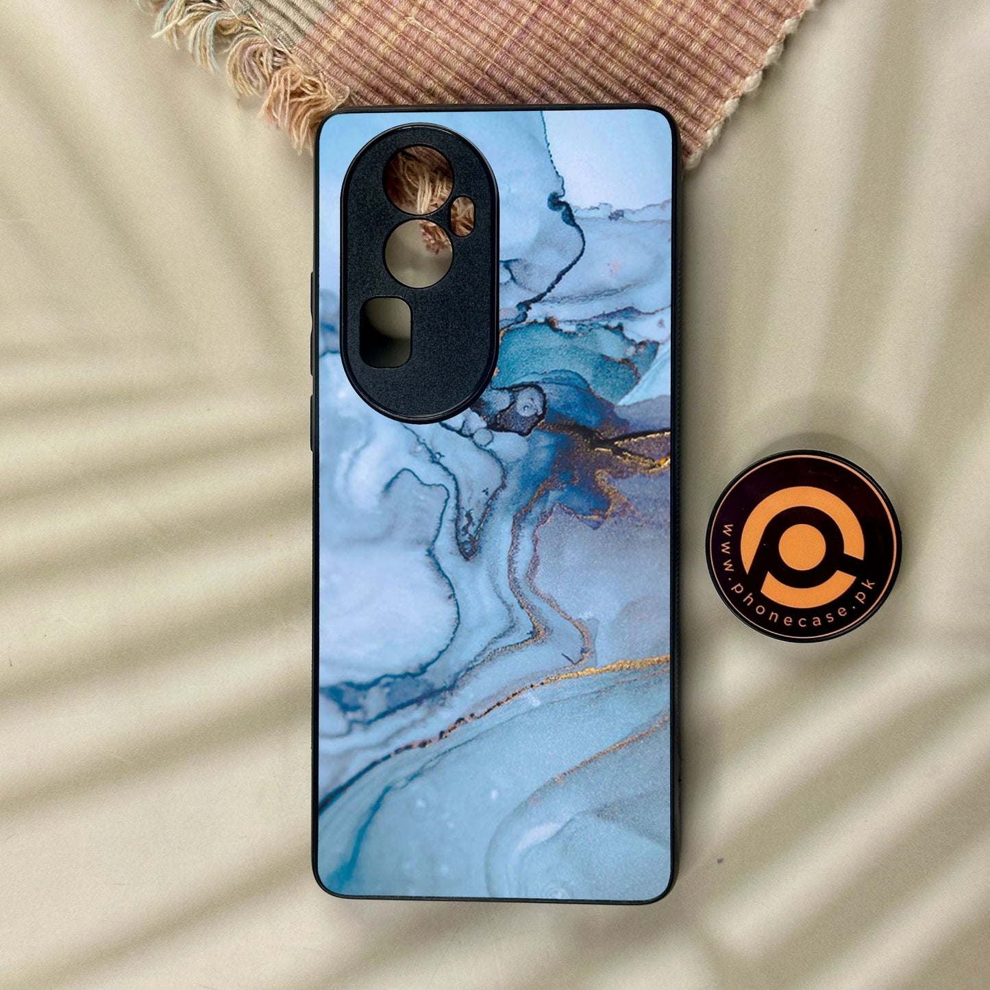 Oppo Reno 10 Pro Plus - Blue Marble Design 1 - Premium Metal Printed Soft Bumper Shock Proof Case