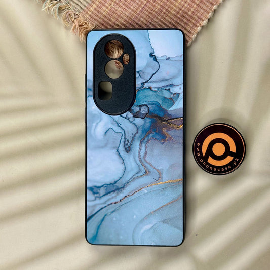 Oppo Reno 10 Pro Plus - Blue Marble Design 1 - Premium Metal Printed Soft Bumper Shock Proof Case