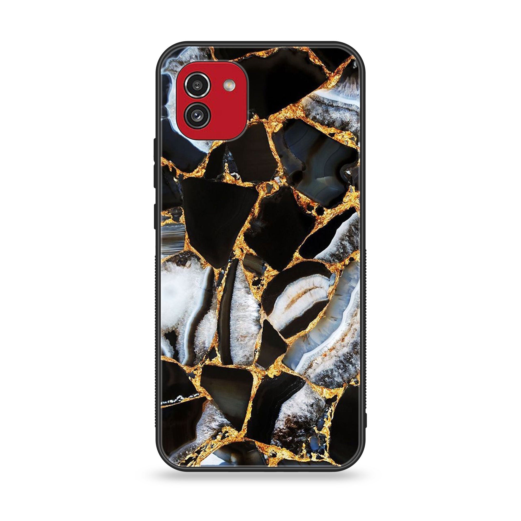 Samsung Galaxy A03 - Black Marble Design  5 - Premium Printed Glass soft Bumper shock Proof Case CS-37900