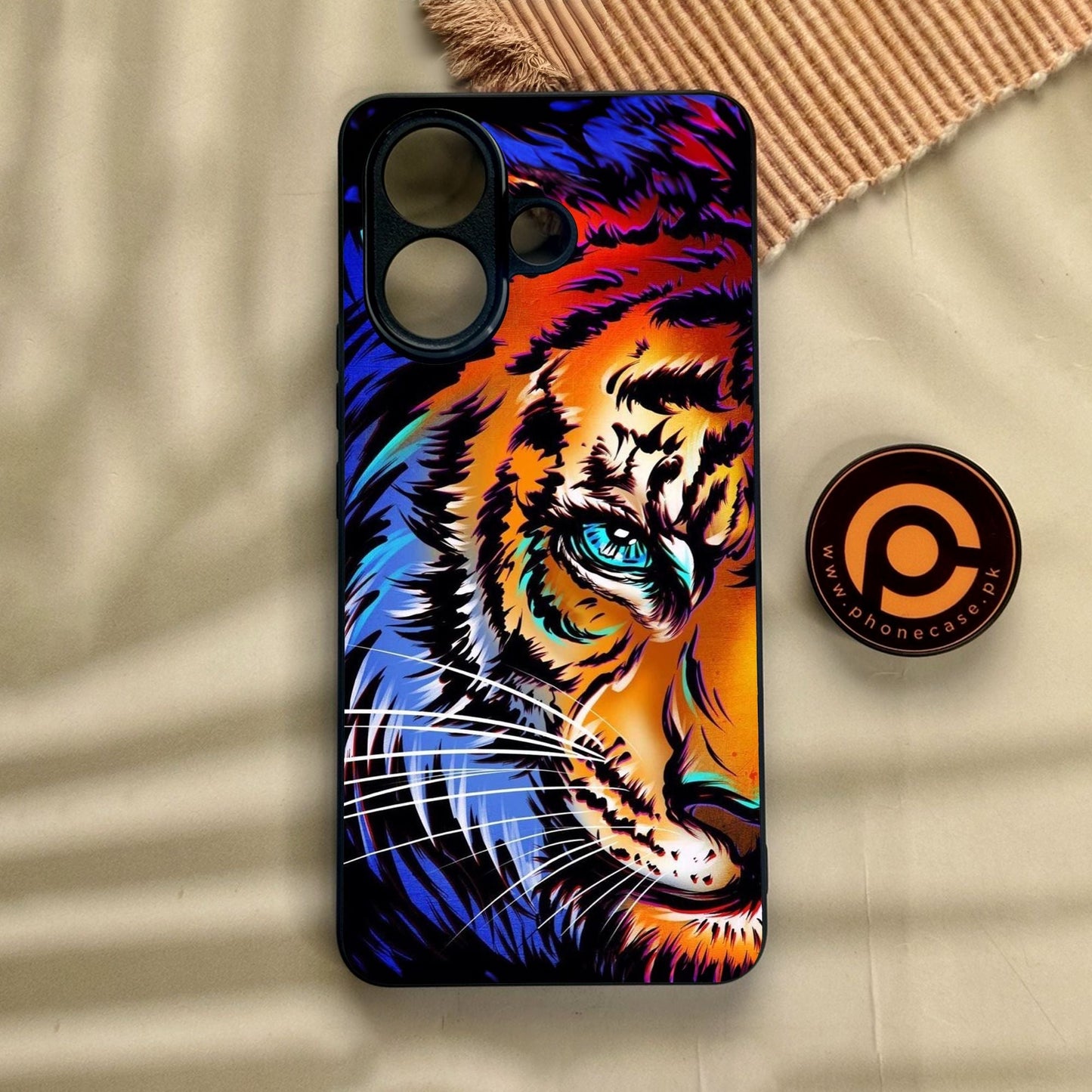 Vivo V60 Lite  - Tiger Art - Premium Metal Printed Soft Bumper Shock Proof Case