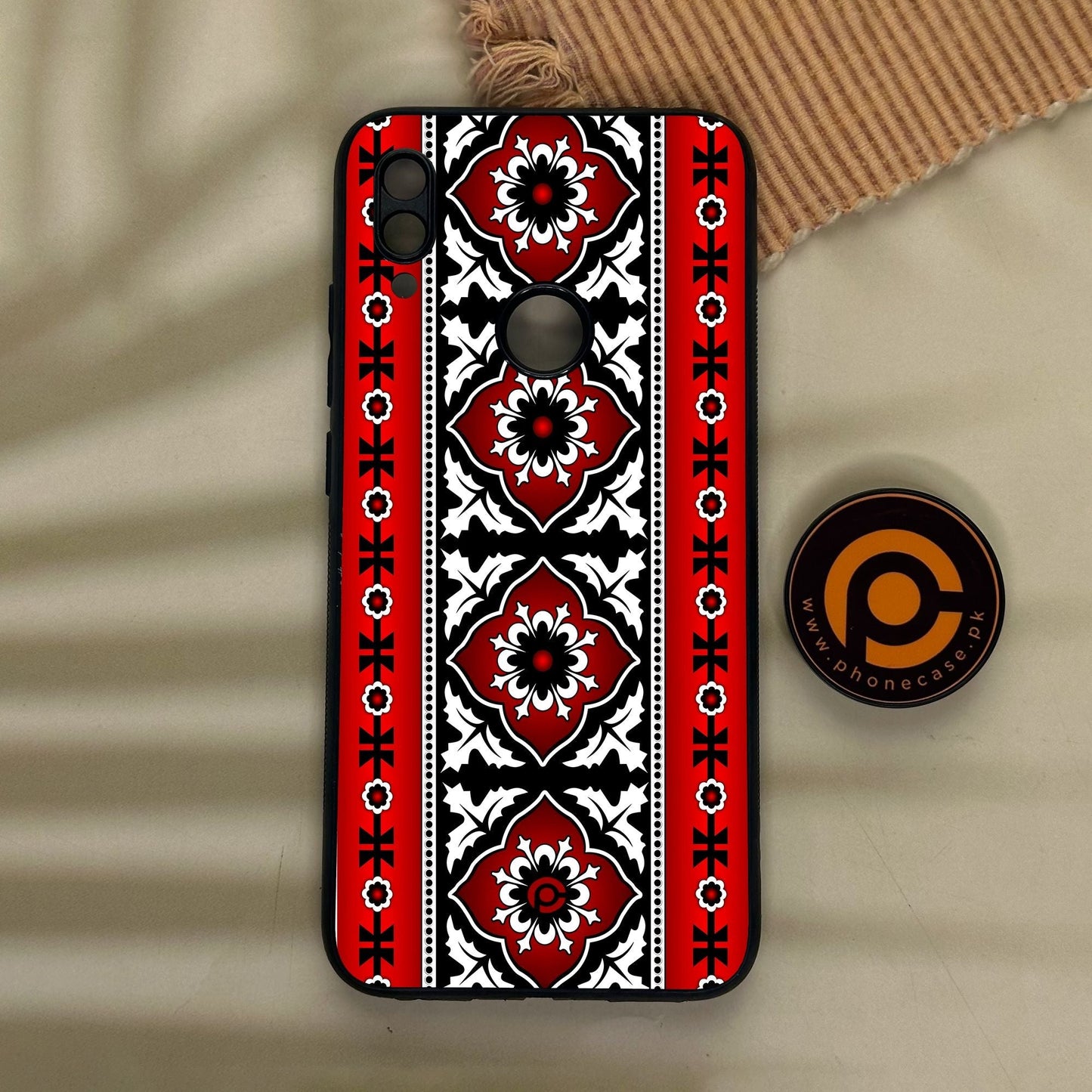 Redmi Note 7 - Ajrak Design 1 - Premium Metal Printed Soft Bumper Shock Proof Case