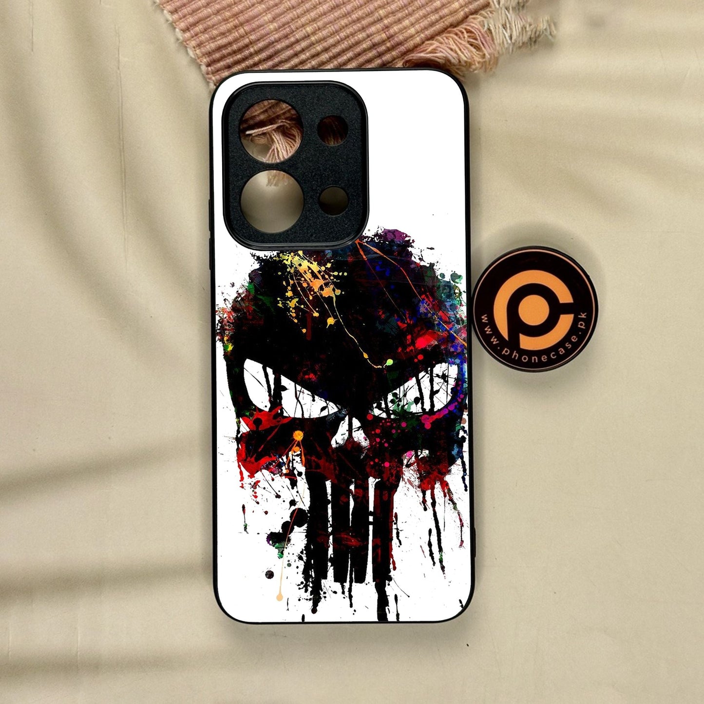Xiaomi Redmi 15C - Punisher Skull Design - Premium Metal Printed Soft Bumper Shock Proof Case