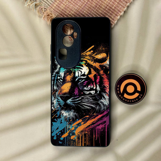 Oppo Reno 10 Pro Plus - Tiger 2.0 Design 9 - Premium Metal Printed Soft Bumper Shock Proof Case
