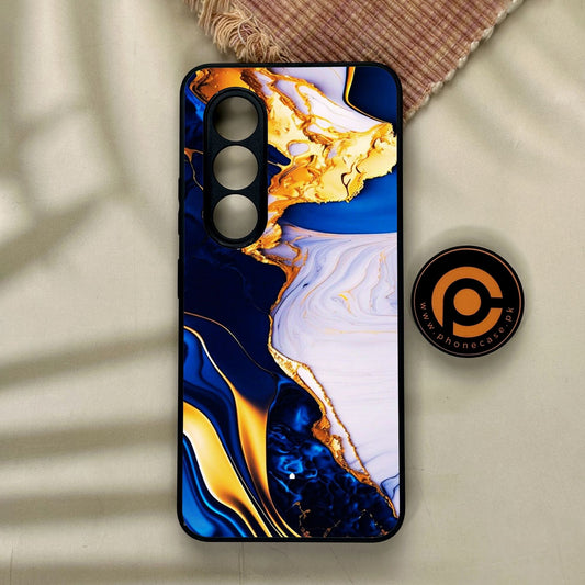 Itel S25 - Blue Golden Marble - Premium Metal Printed Soft Bumper Shock Proof Case