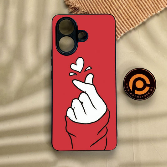 Vivo V60 Lite  - Finger Heart Bts - Premium Metal Printed Soft Bumper Shock Proof Case