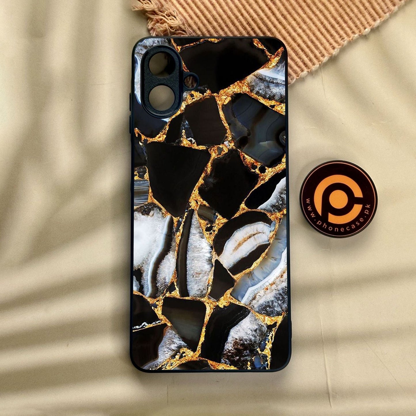 Samsung Galaxy A07 - Black Marble Design 5 - Premium Metal Printed Soft Bumper Shock Proof Case