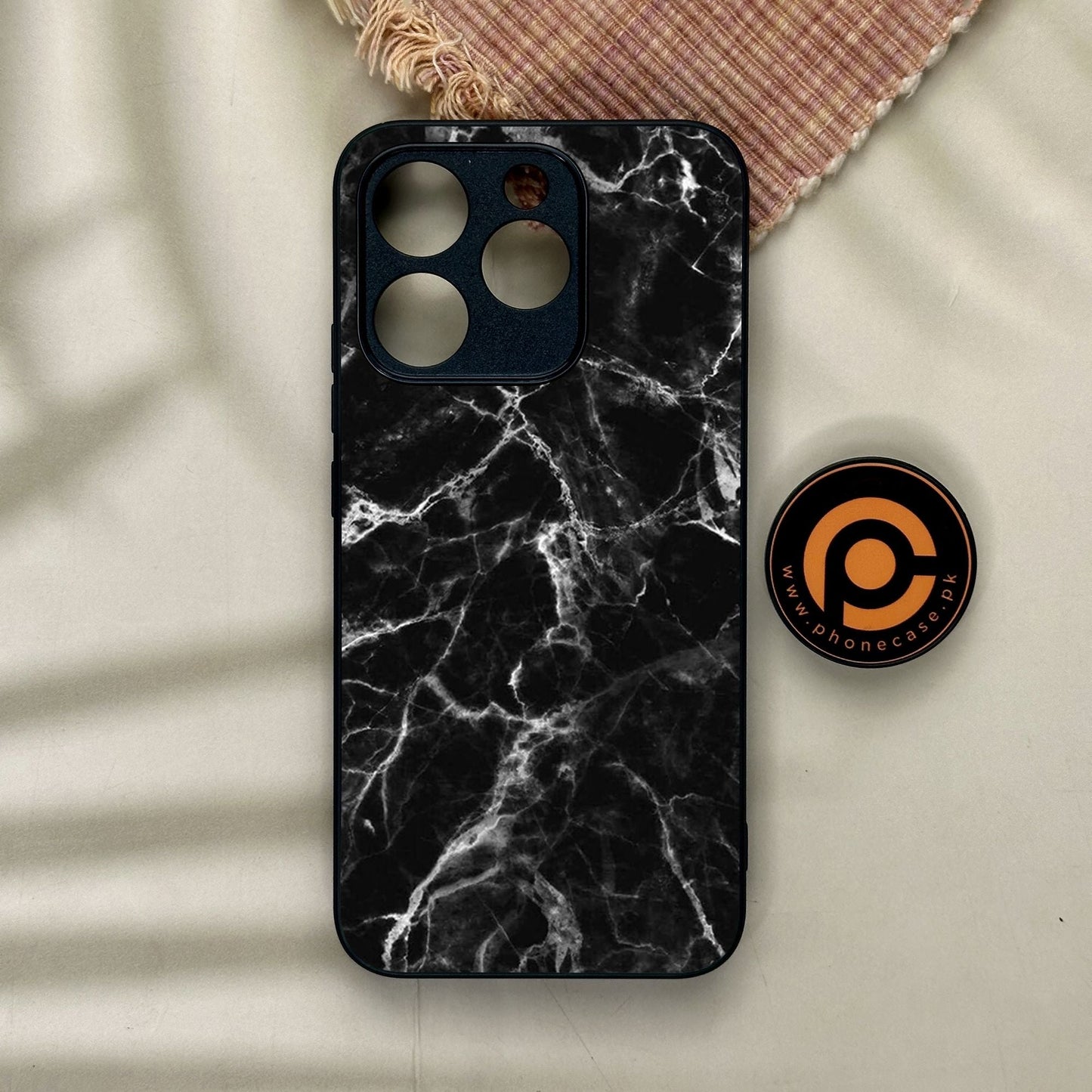 Realme 15T - Black Marble Design 4 - Premium Metal Printed Soft Bumper Shock Proof Case