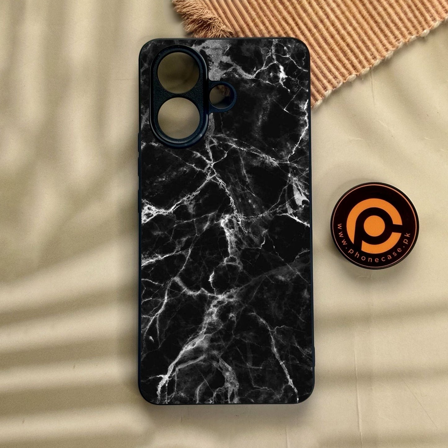 Vivo V60 Lite  - Black Marble Design 4 - Premium Metal Printed Soft Bumper Shock Proof Case