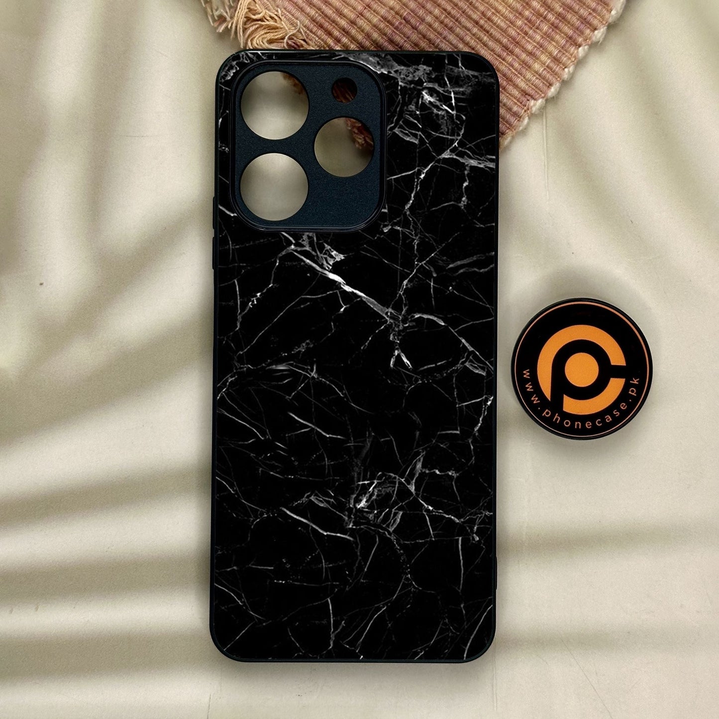 Realme Note 70 - Black Marble Design 1 - Premium Metal Printed Soft Bumper Shock Proof Case