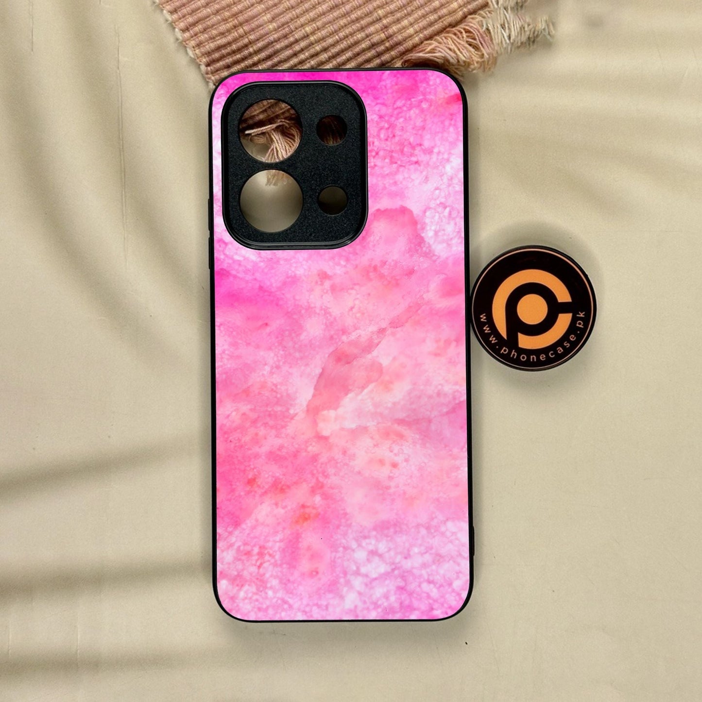 Xiaomi Redmi 15C - Pink Marble 2.0 Design 5 - Premium Metal Printed Soft Bumper Shock Proof Case