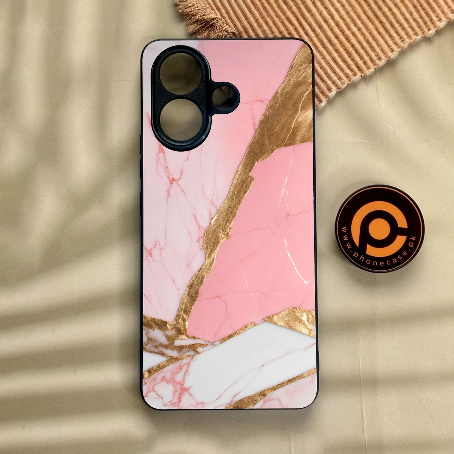 Vivo V60 Lite  - Pink Marble 2.0 Design 2 - Premium Metal Printed Soft Bumper Shock Proof Case