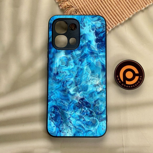 Oppo A6 Pro - Blue Marble Design 6 - Premium Metal Printed Soft Bumper Shock Proof Case