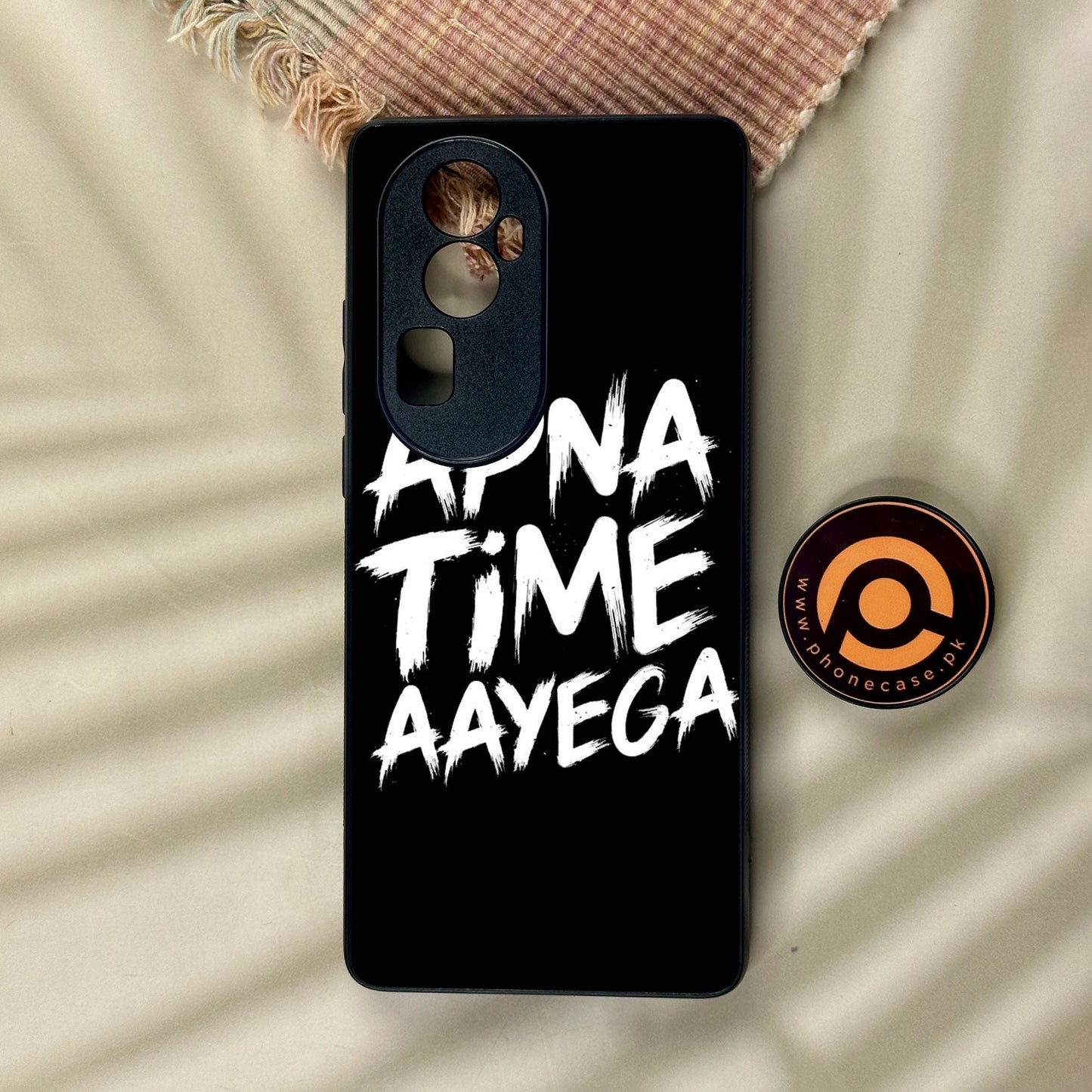 Oppo Reno 10 Pro Plus - Apna Time Ayega - Premium Metal Printed Soft Bumper Shock Proof Case
