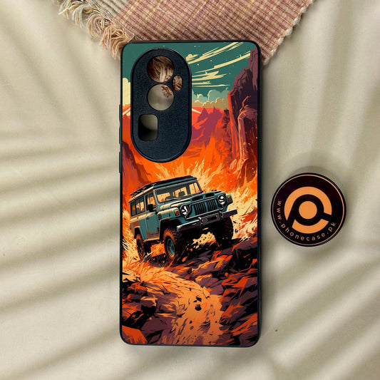 Oppo Reno 10 Pro Plus - Jeep Offroad - Premium Metal Printed Soft Bumper Shock Proof Case