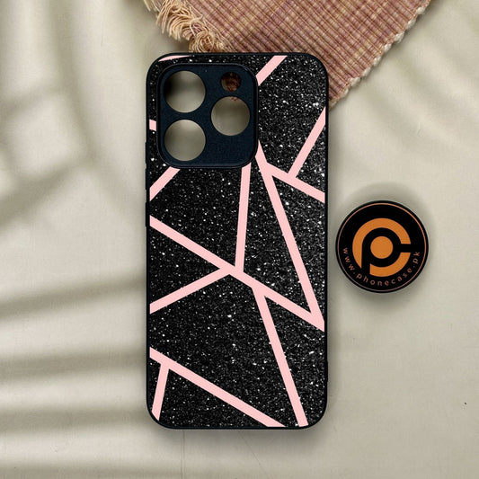 Realme 15T - Black Sparkle Glitter With Rosegold - Premium Metal Printed Soft Bumper Shock Proof Case