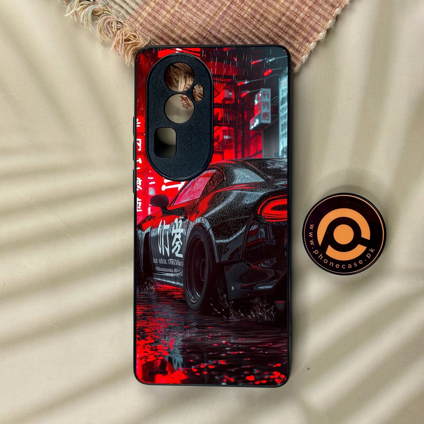 Oppo Reno 10 Pro Plus - Tokyo Dark Night Racing Car - Premium Metal Printed Soft Bumper Shock Proof Case