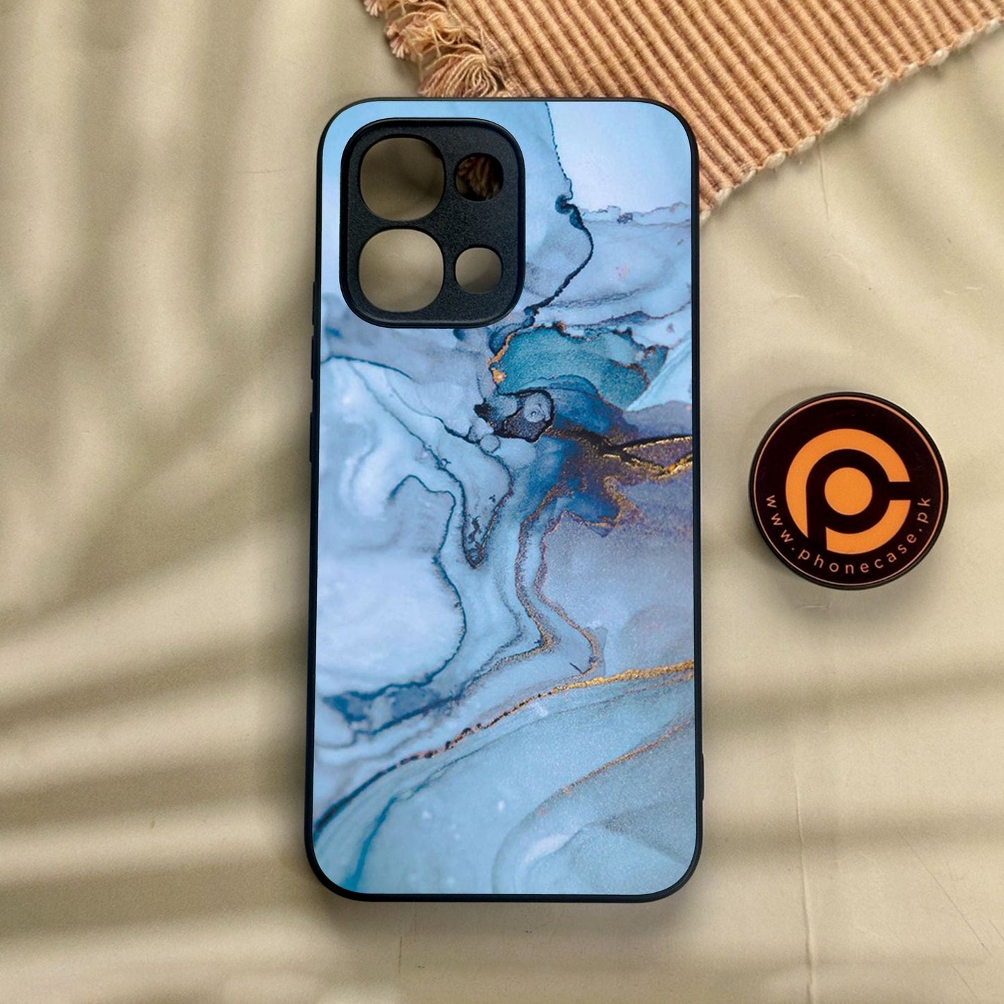 Oppo A6 Pro - Blue Marble Design 1 - Premium Metal Printed Soft Bumper Shock Proof Case