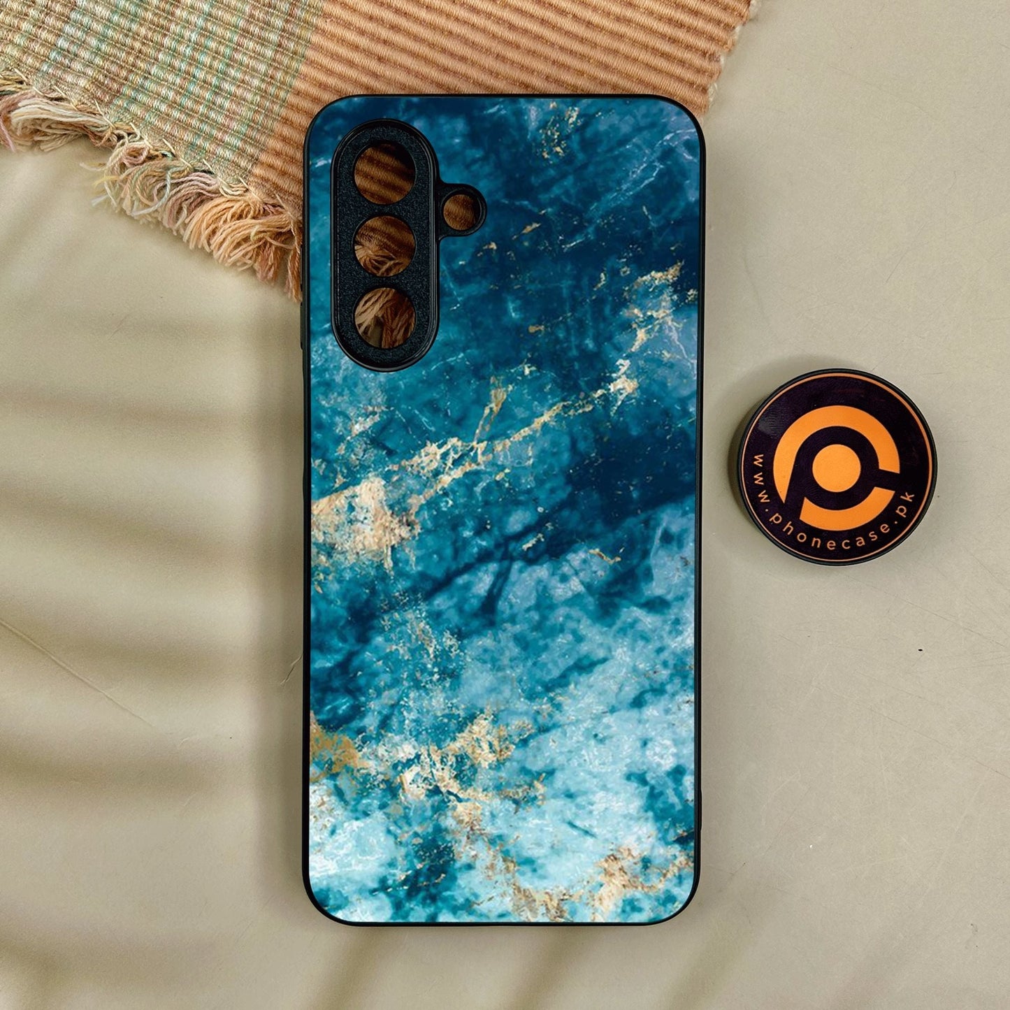 Samsung Galaxy A17 - Blue Marble Design 4 - Premium Metal Printed Soft Bumper Shock Proof Case