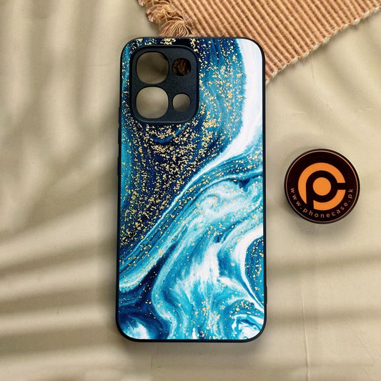 Oppo A6 Pro - Blue Marble Design 5 - Premium Metal Printed Soft Bumper Shock Proof Case