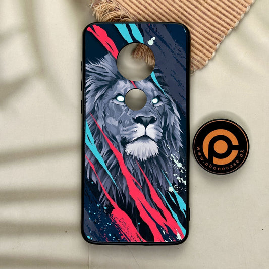 Motorola Moto G7 - Abstract Animated Lion - Premium Metal Printed Soft Bumper Shock Proof Case