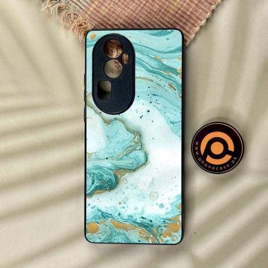 Oppo Reno 10 Pro Plus - Aqua Blue Marble Design - Premium Metal Printed Soft Bumper Shock Proof Case