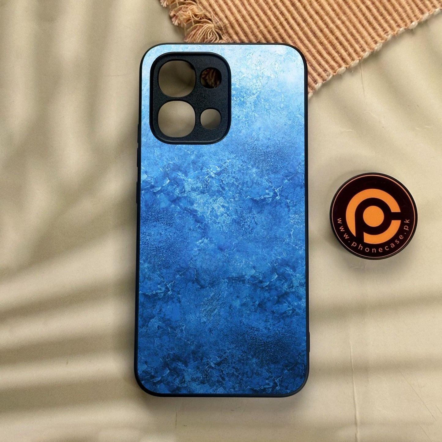 Oppo A6 Pro - Blue Marble Design 2 - Premium Metal Printed Soft Bumper Shock Proof Case