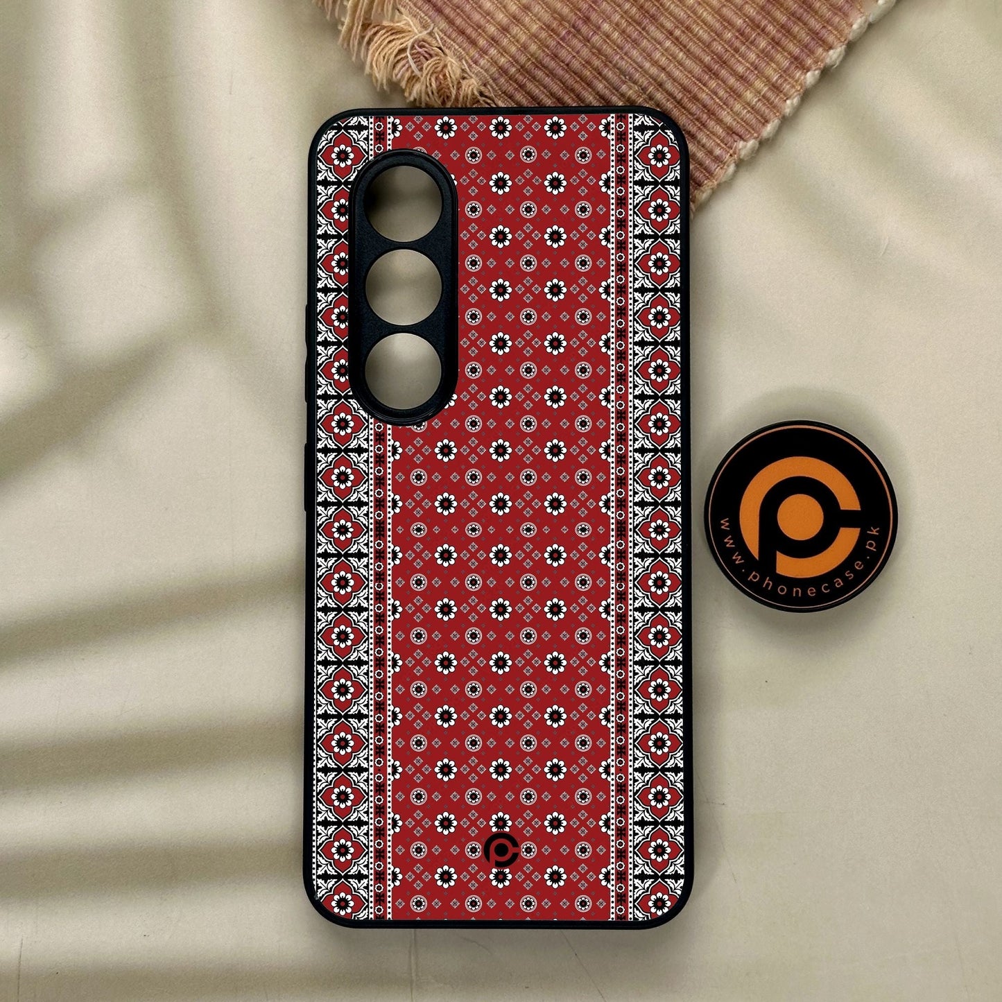 Itel S25 - Ajrak Design 12 - Premium Metal Printed Soft Bumper Shock Proof Case