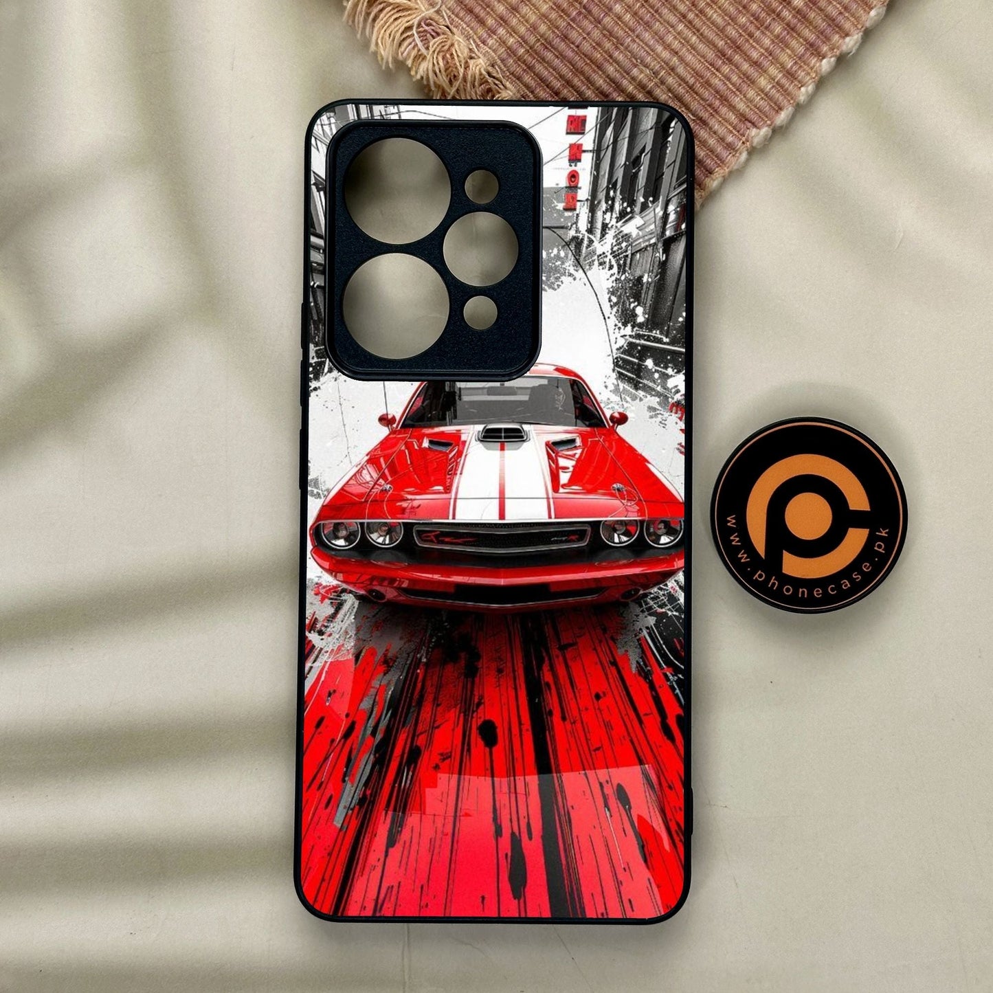 Realme 15 Pro - Red Muscle Car Thrill - Premium Metal Printed Soft Bumper Shock Proof Case