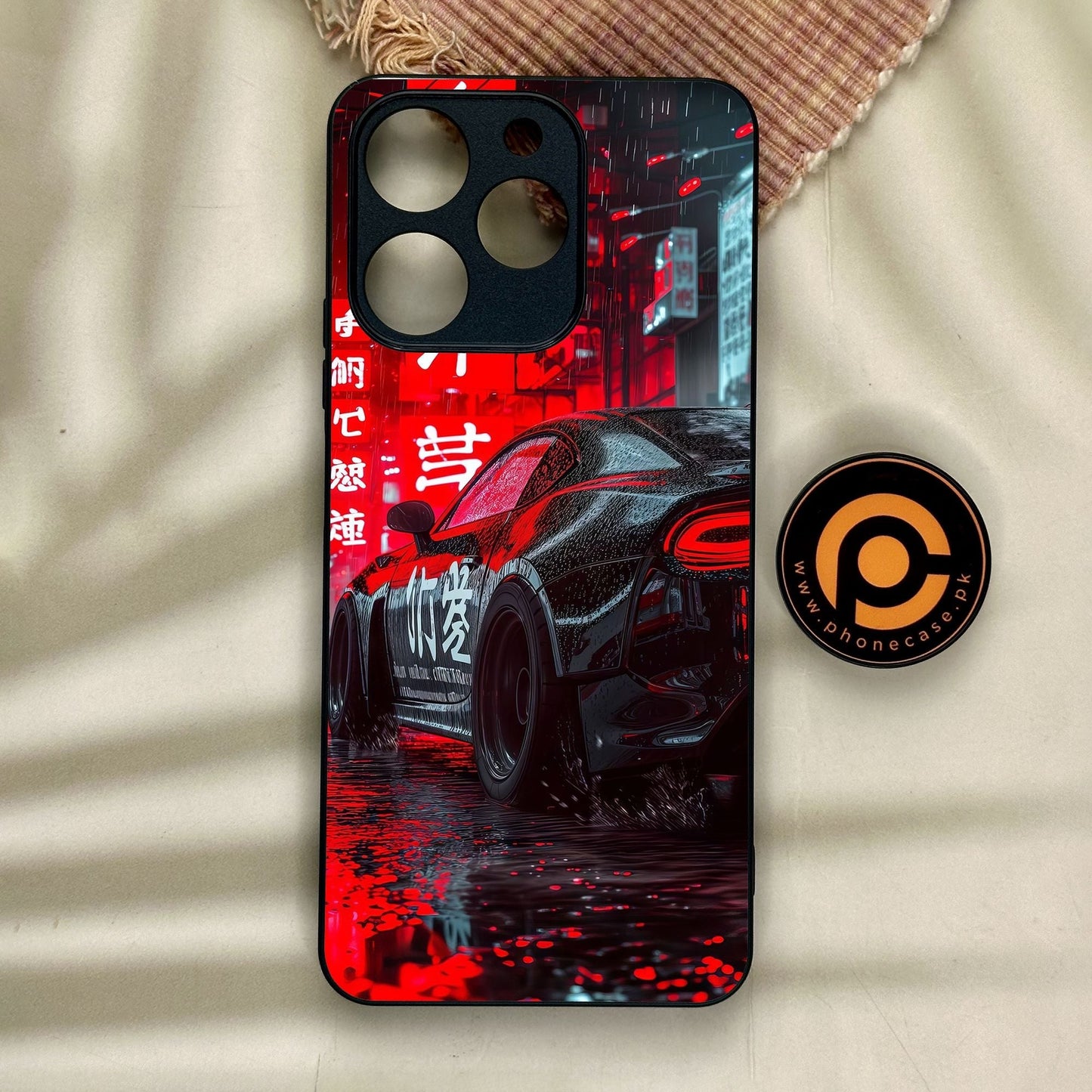 Realme Note 70 - Tokyo Dark Night Racing Car - Premium Metal Printed Soft Bumper Shock Proof Case