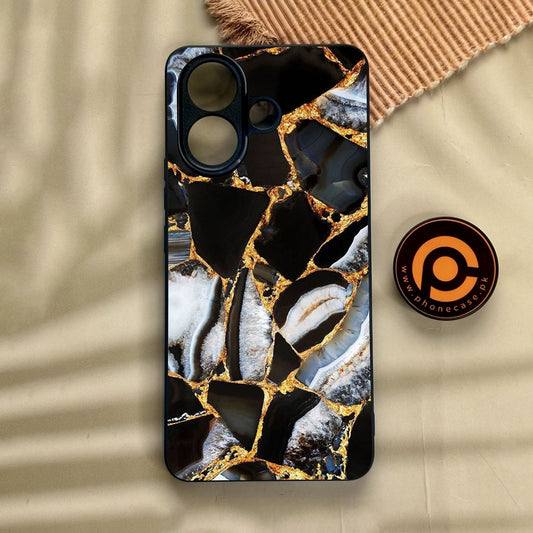 Vivo V60 Lite  - Black Marble Design 5 - Premium Metal Printed Soft Bumper Shock Proof Case