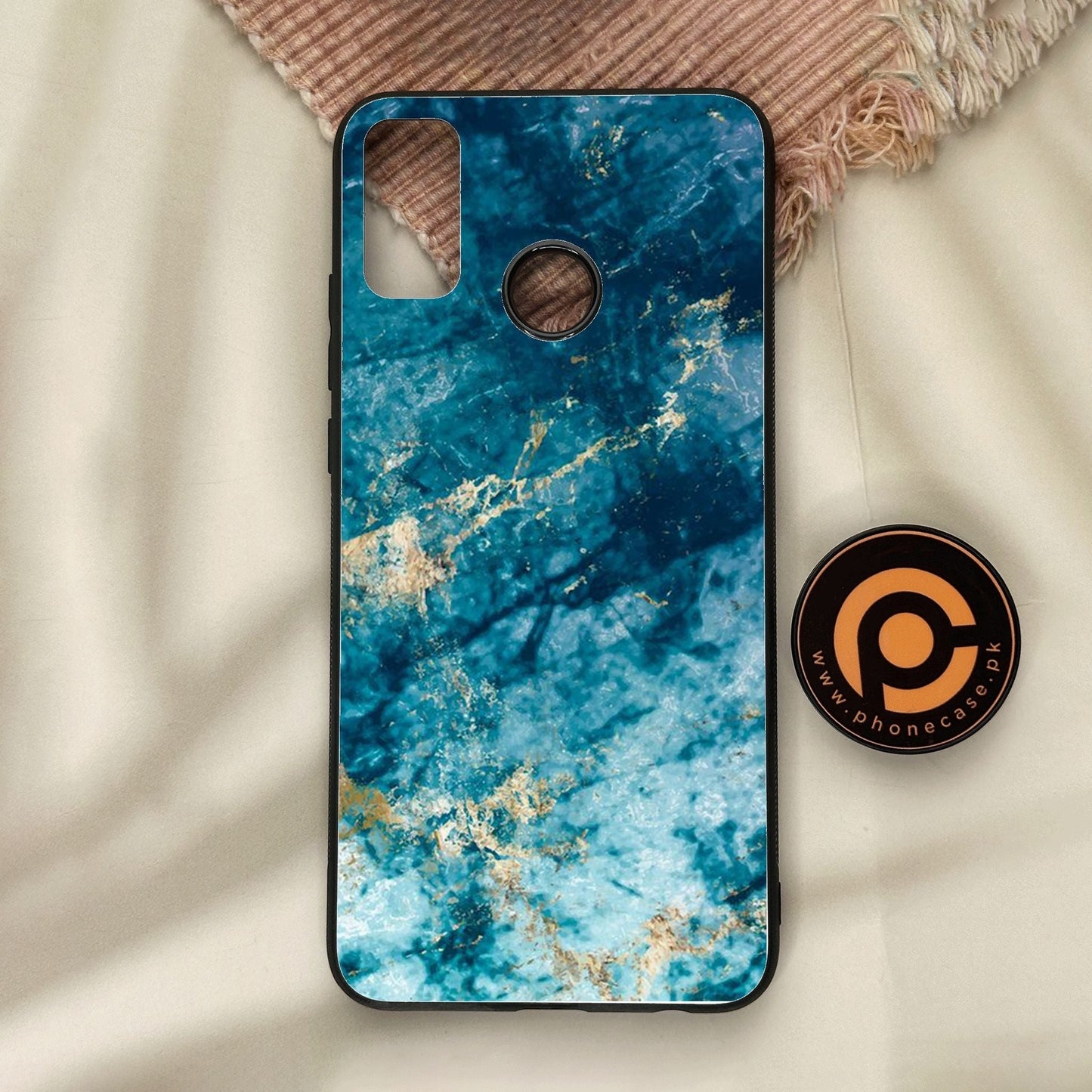 Honor 9X Lite - Blue Marble Design 4 - Premium Metal Printed Soft Bumper Shock Proof Case