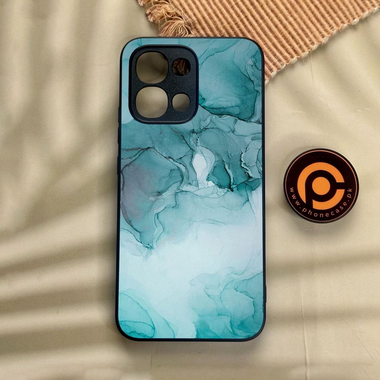 Oppo A6 Pro - Blue Marble Design 3 - Premium Metal Printed Soft Bumper Shock Proof Case