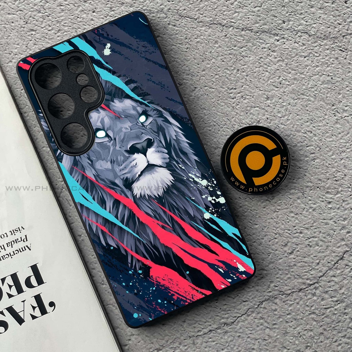 Samsung Galaxy S25 Ultra - Abstract Animated Lion - Premium Metal Printed soft Bumper shock Proof Case CS-37549