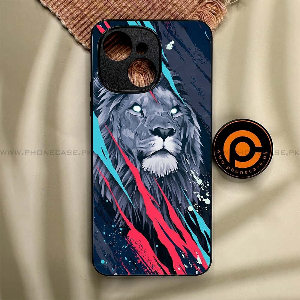 Tecno Spark 40C - Abstract Animated Lion - Premium Metal Printed soft Bumper shock Proof Case