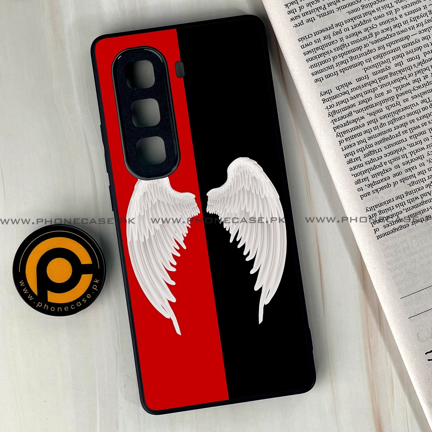 Infinix Hot 50 Pro Plus - Angel Wings 2.0 Design 4  - Premium Metal Printed soft Bumper shock Proof Case CS-39039