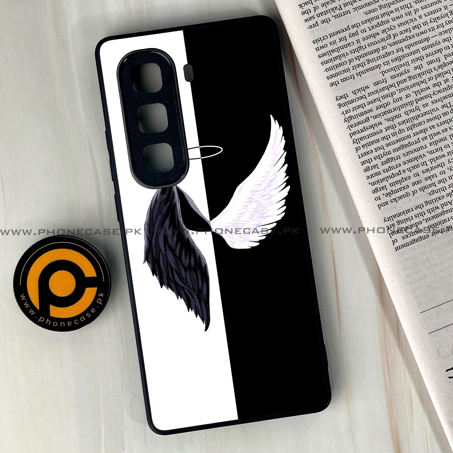 Infinix Hot 50 Pro Plus - Angel Wings 2.0 Design 4  - Premium Metal Printed soft Bumper shock Proof Case CS-39039