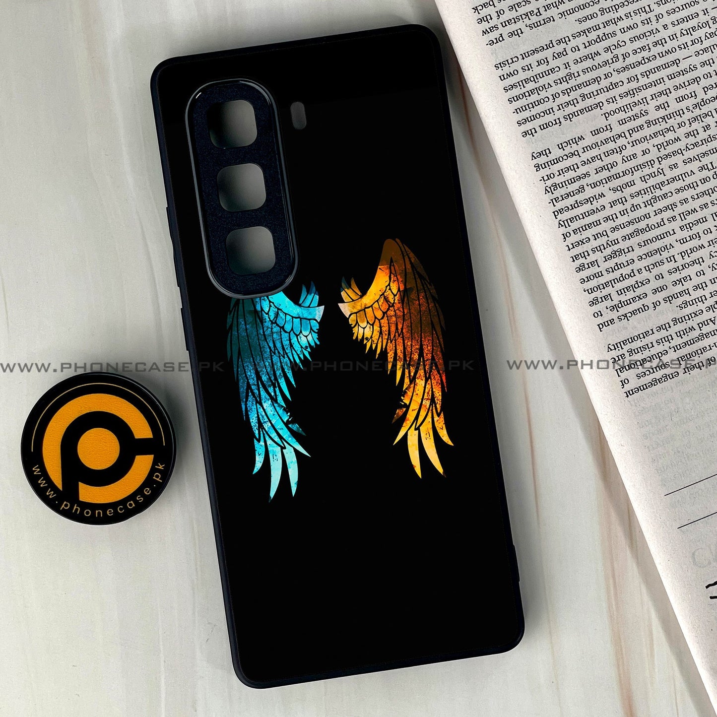 Infinix Hot 50 Pro Plus - Angel Wings 2.0 Design 4  - Premium Metal Printed soft Bumper shock Proof Case CS-39039