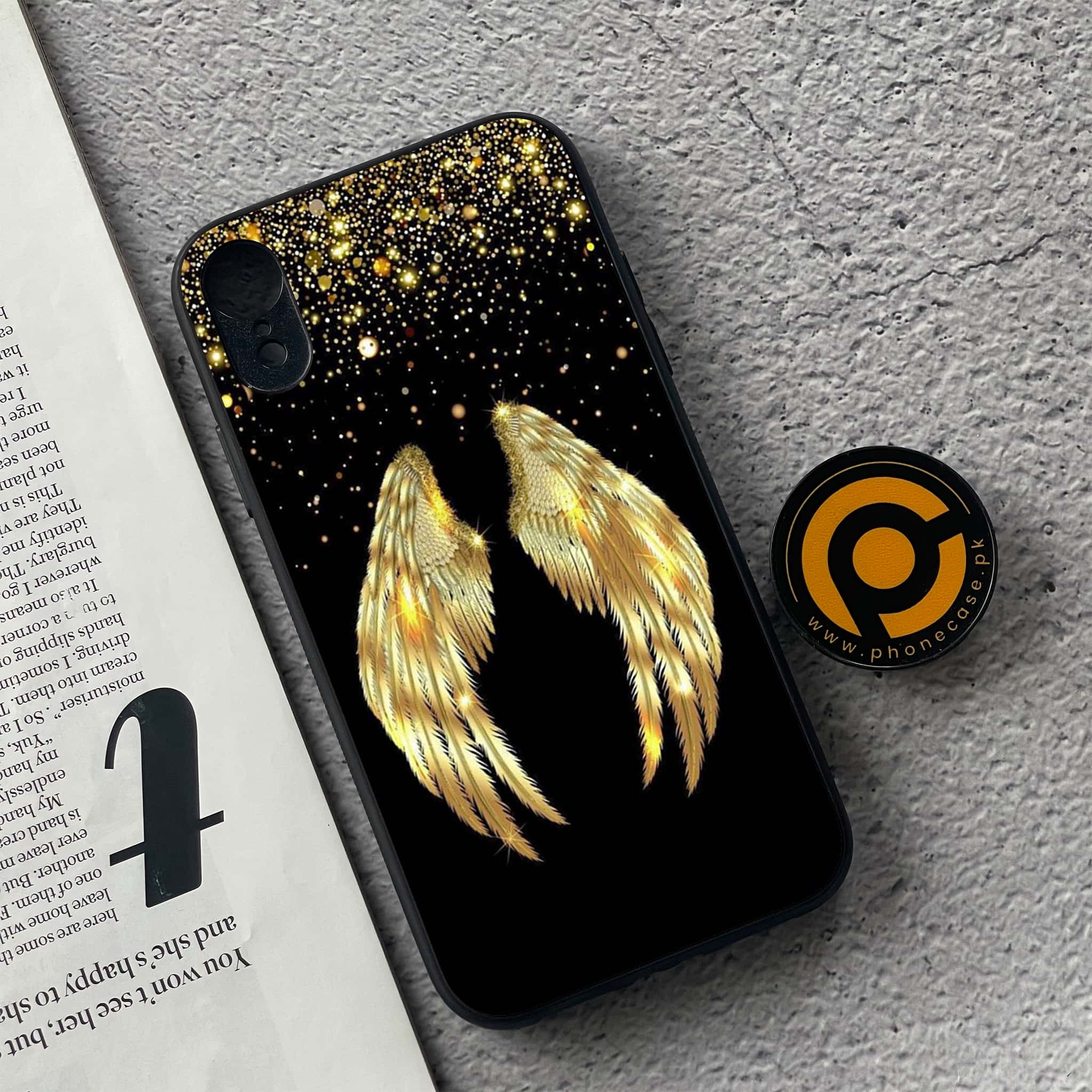 iPhone XR - Angel Wings Design 2  - Premium Metal Printed soft Bumper shock Proof Case CS-39064