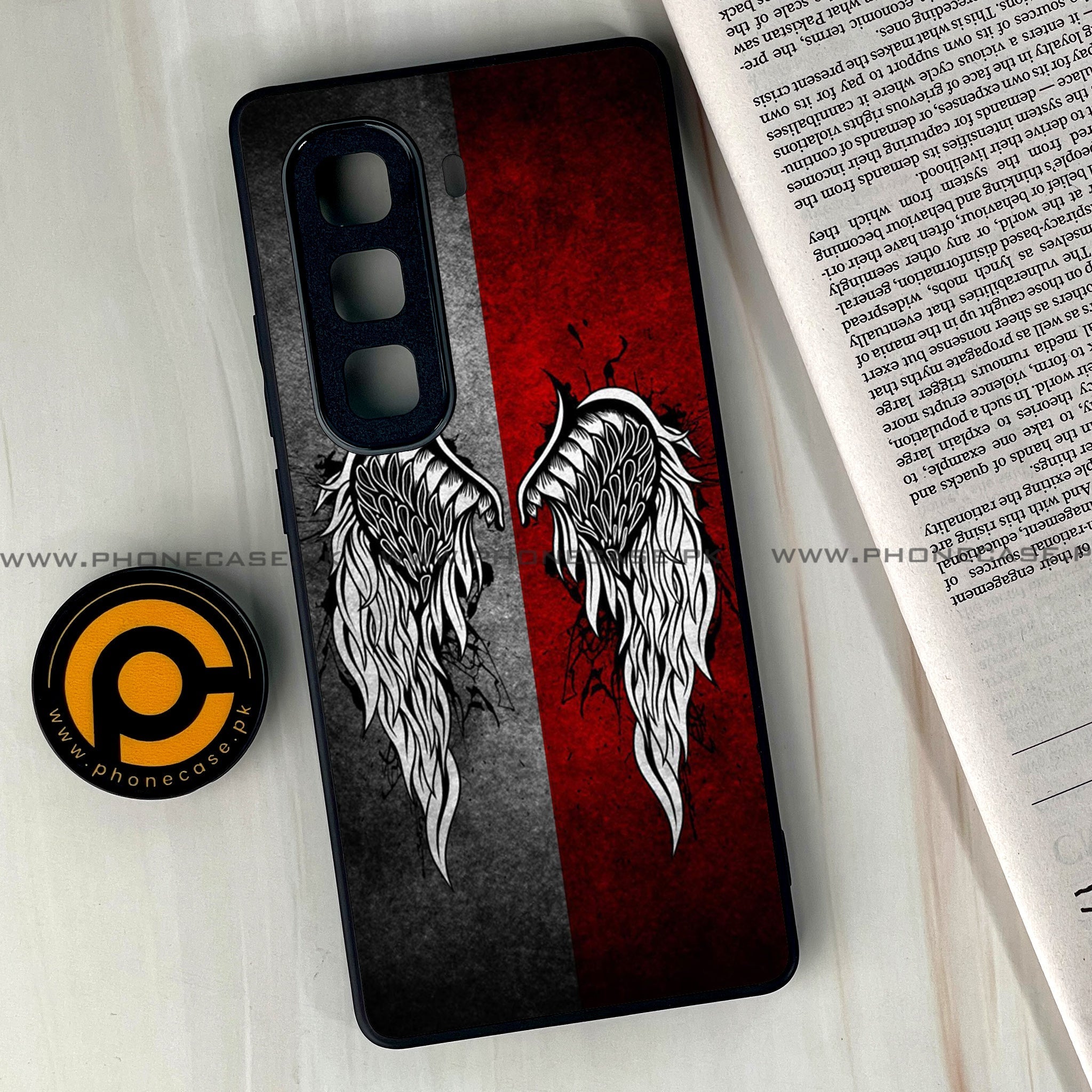 Infinix Hot 50 Pro Plus - Angel Wings Design 2 - Premium Metal Printed soft Bumper shock Proof Case  CS-37641