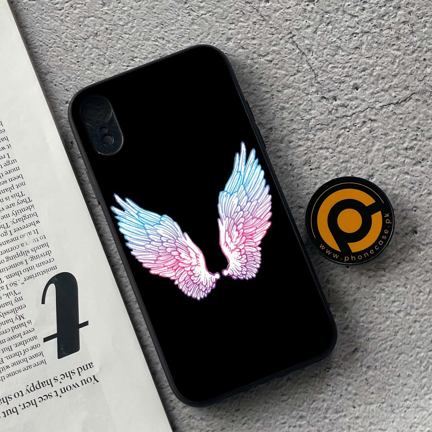iPhone XR - Angel Wings Design 2  - Premium Metal Printed soft Bumper shock Proof Case CS-39064