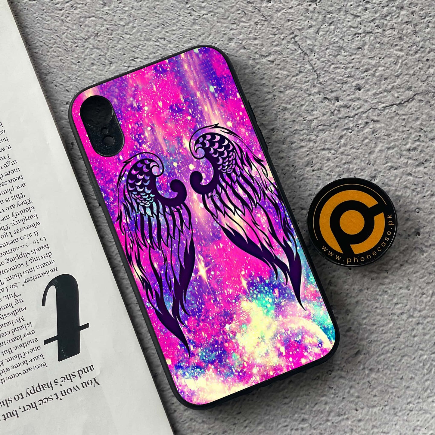 iPhone XR - Angel Wings Design 2  - Premium Metal Printed soft Bumper shock Proof Case CS-39064