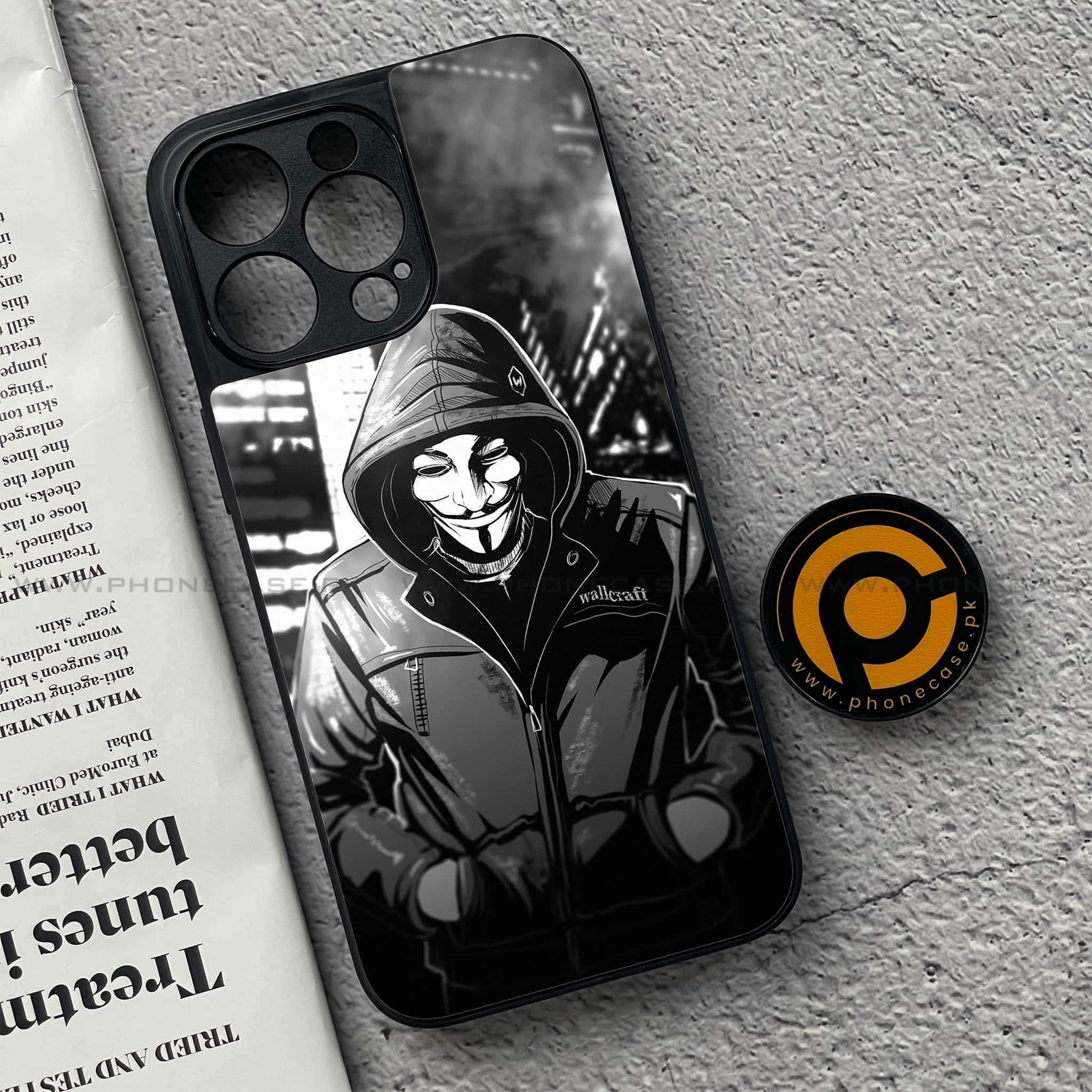 iPhone 15 Pro Max - Anonymous 2.0 Design 1  - Premium Metal Printed soft Bumper shock Proof Case CS-38940