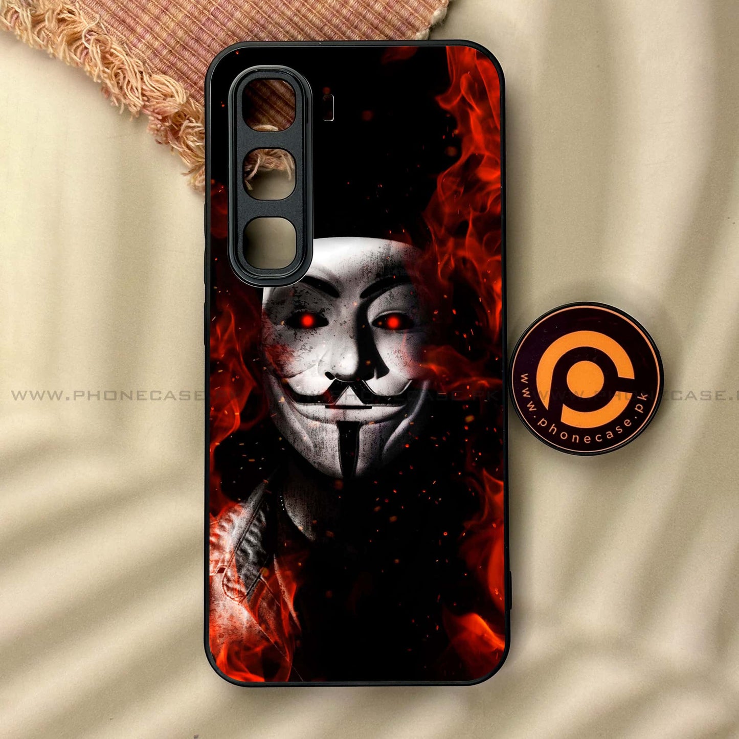 Infinix Hot 60 Pro - Anonymous 2.0 Design 7  - Premium Metal Printed soft Bumper shock Proof Case CS-37736