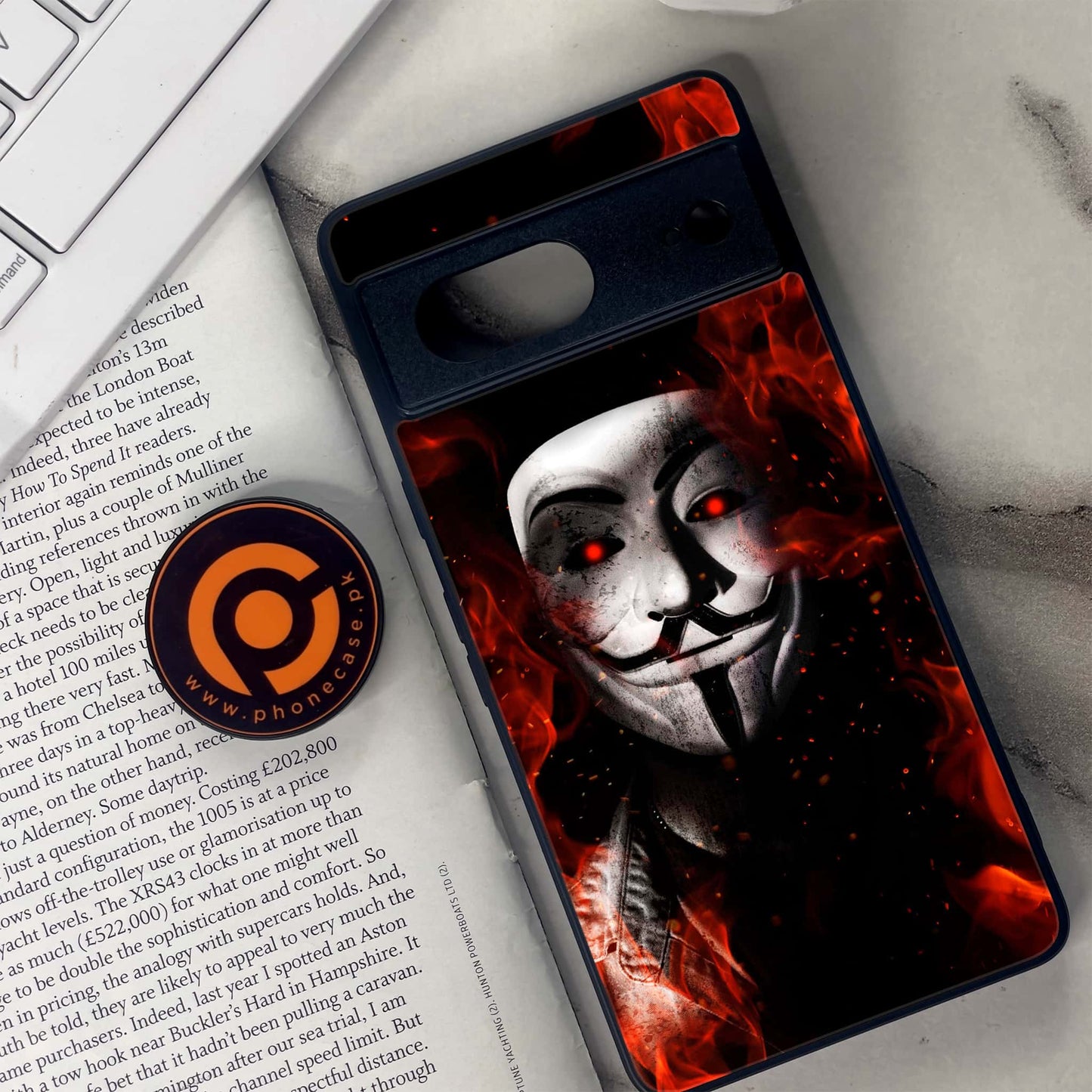 Google Pixel 7 - Anonymous 2.0 Design 7  - Premium Metal Printed soft Bumper Shock Proof Case CS-37786