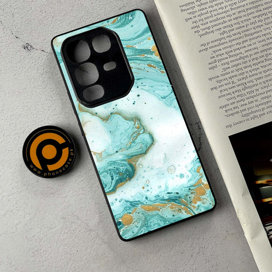 Infinix Note 50 - Aqua Blue Marble Design - Premium Metal Printed Soft Bumper Shockproof Case CS-38414