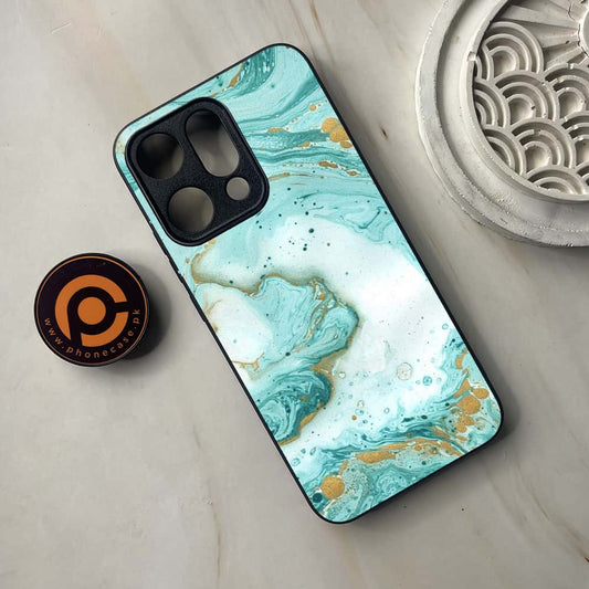 Oppo Reno 14 5G - Aqua Blue Marble Design - Premium Metal Printed soft Bumper shock Proof Case  CS-38159