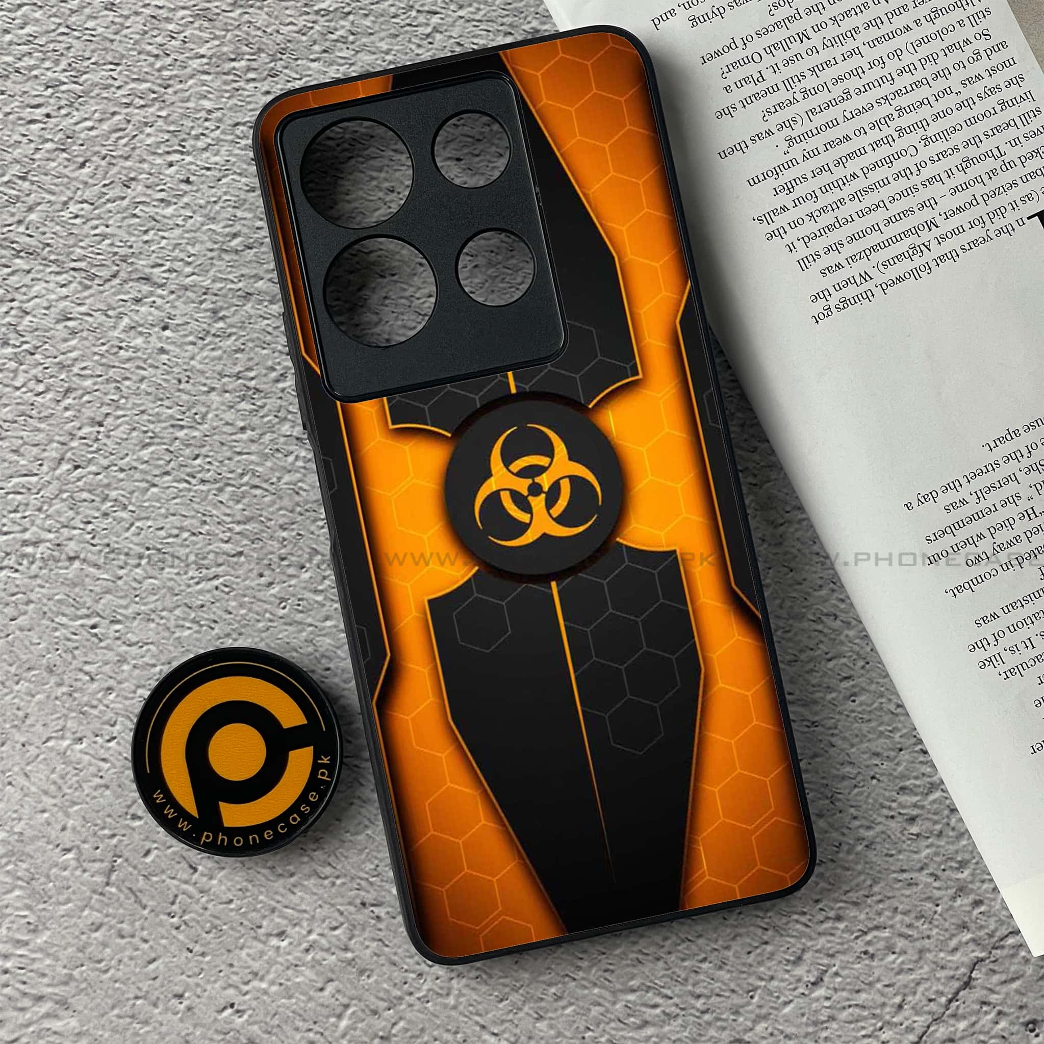 Infinix Note 30 - Biohazard Sign Design 2 - Premium Printed Glass soft Bumper shock Proof Case  CS-37480