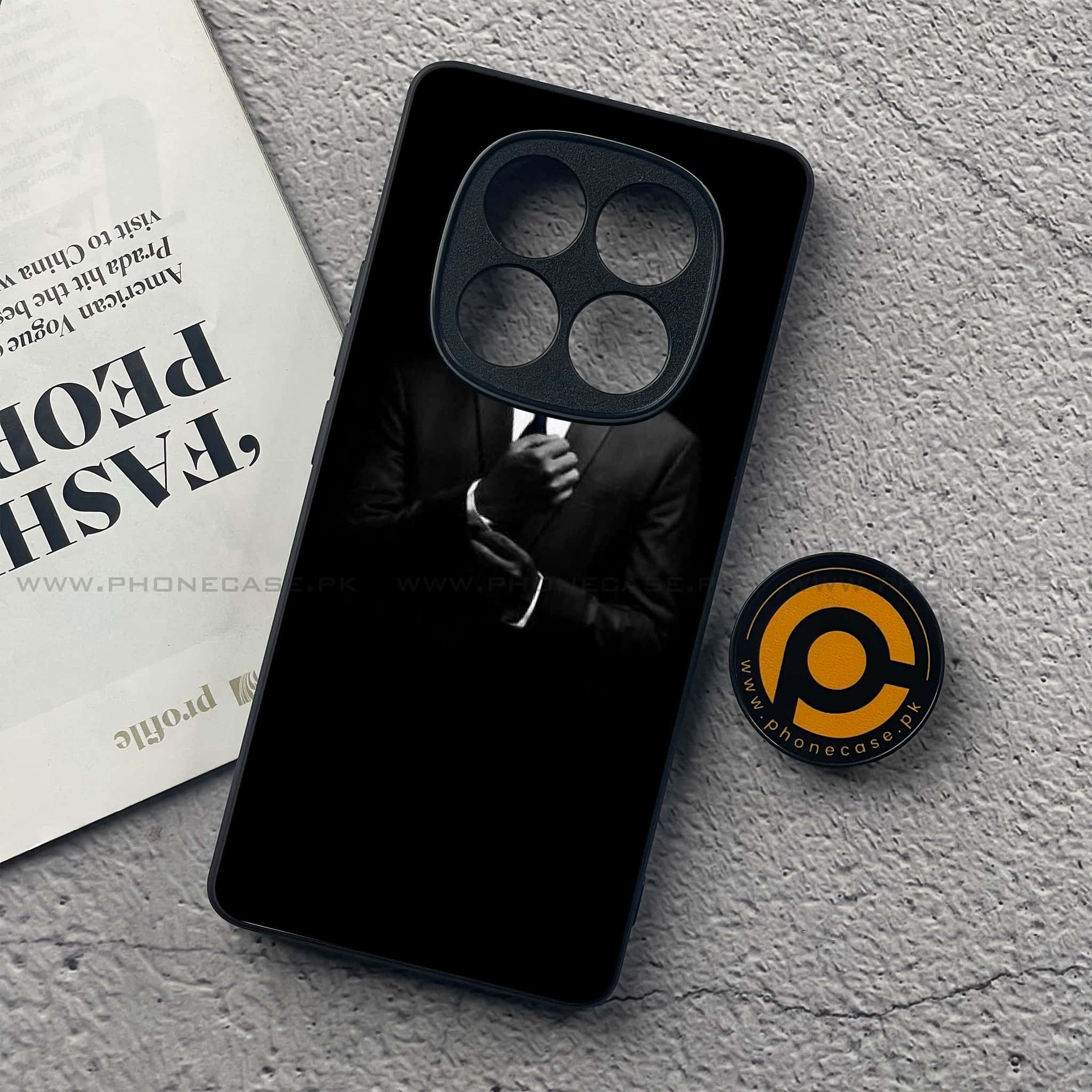 Redmi Note 14 Pro - Black Art Design 1  - Premium Printed Glass soft Bumper shock Proof Case  CS-39102