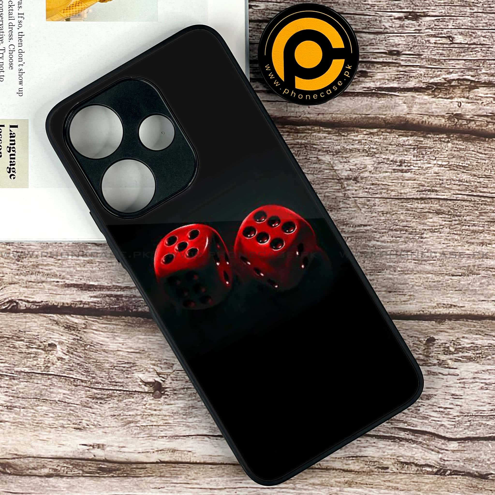 Xiaomi Redmi 13 - Black Art Design 3  - Premium Printed Glass soft Bumper shock Proof Case CS-39006