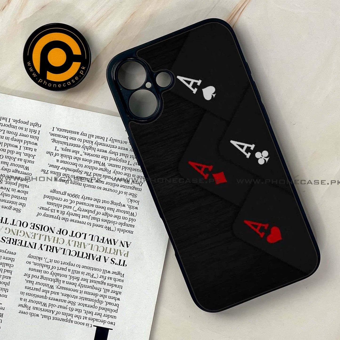 iPhone 16 - Black Art Design 5 - Premium Printed Glass soft Bumper shock Proof Case CS-38466
